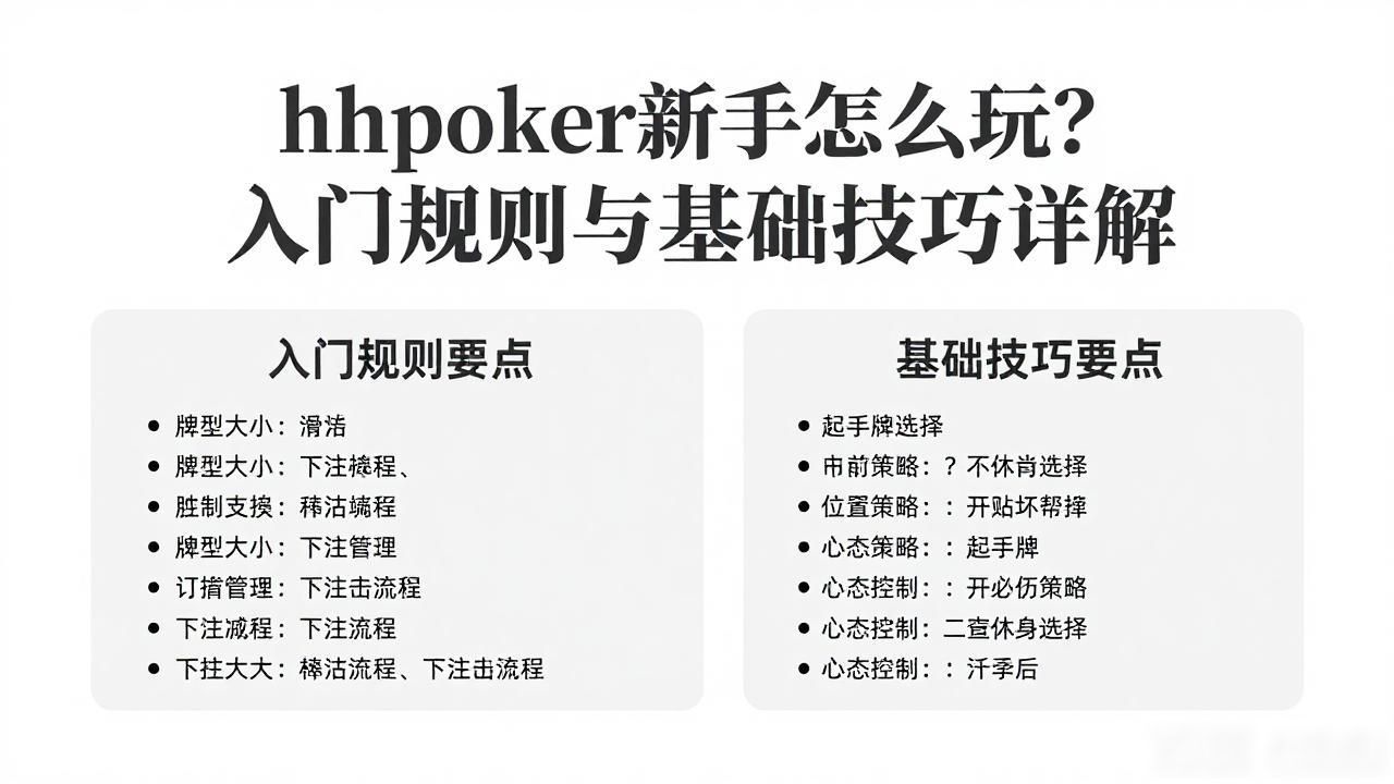 hhpoker新手怎么玩？入门规则与基础技巧详解